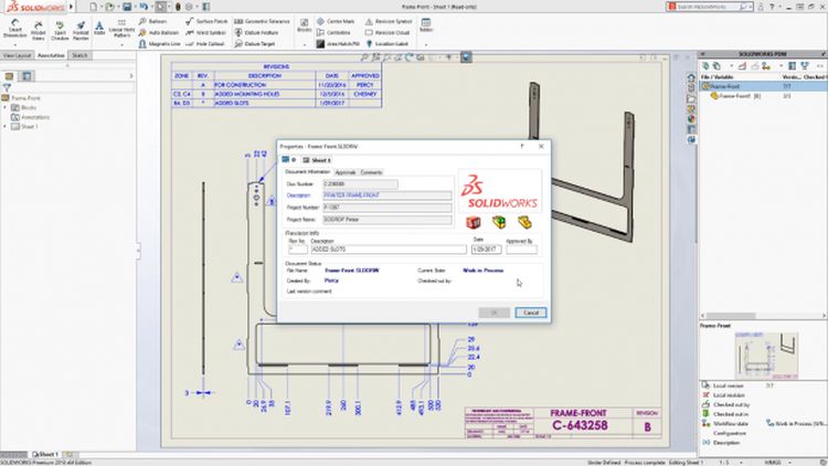 Obousměrná výměna dat v tabulce změn ve výkresu a PDM (SOLIDWORKS PDM Bi-Directional Communication with Revision Table)