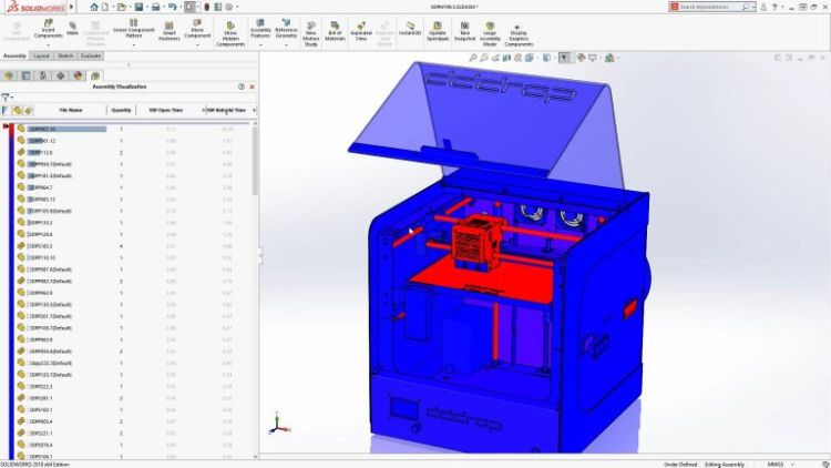 Vylepšené hodnocení vizualizace sestavy (Assembly visualization of SOLIDWORKS performance information)