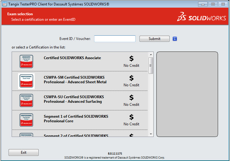 Dostupné certifikované zkoušky SOLIDWORKS