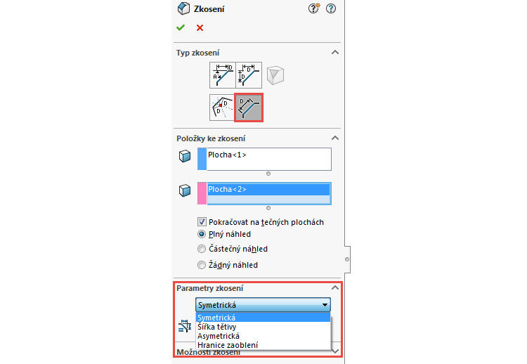 3-SolidWorks-2017-prvek-Zkosit-Plocha-Plocha-Odsadit-Plochu