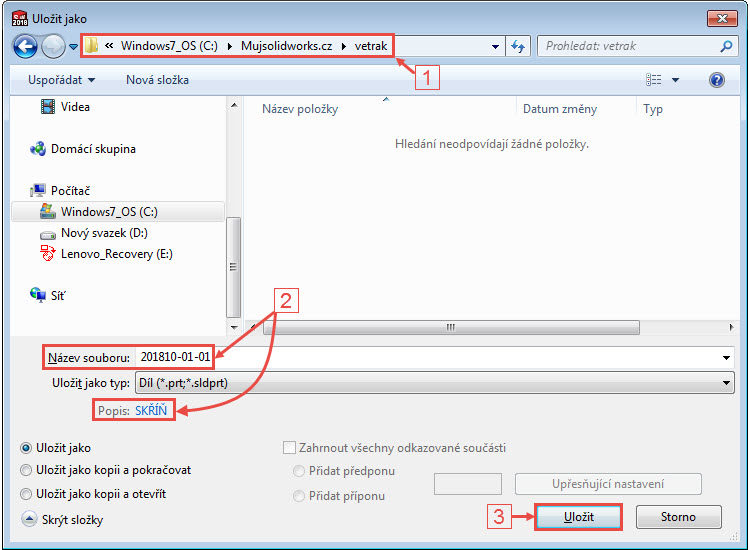 1-SolidWorks-postup-navod-modelani-vetrak-plechove-dily-skrin