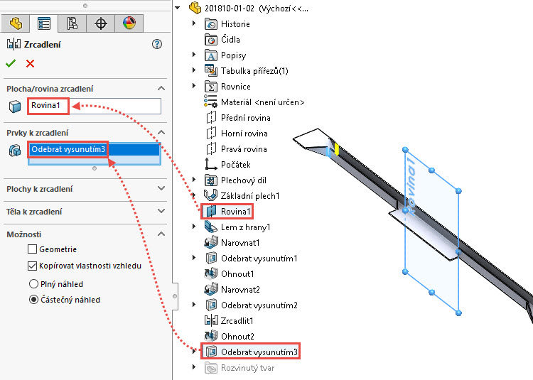 71-SolidWorks-postup-navod-modelani-vetrak-plechove-dily-vyztuha-skrine