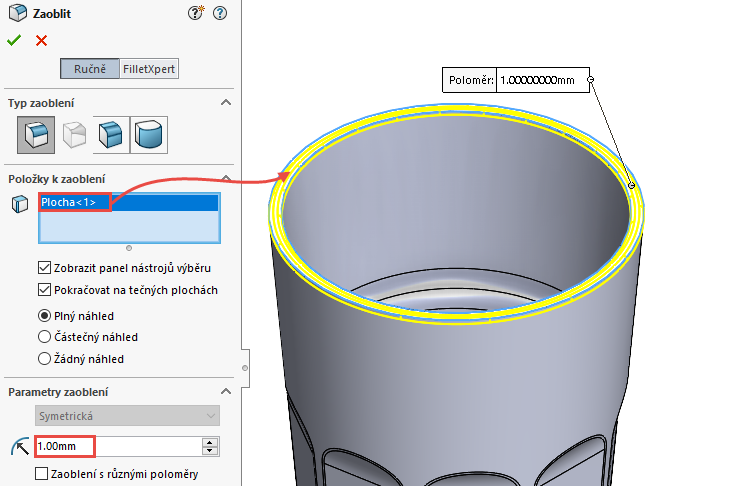 44-SOLIDWORKS-mold-forma-formovani-postup-modelovani-sklenice