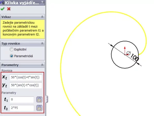 3-evolventa-SolidWorks-ozubeni-parametricka-rovnice-křivka