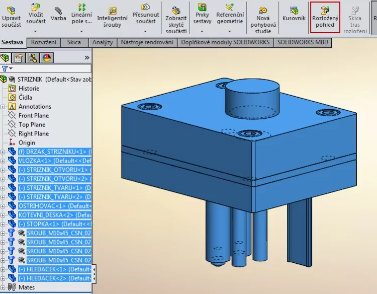 1-SolidWorks-rozlozeny-pohled-automaticke-usporadani-inteligentni