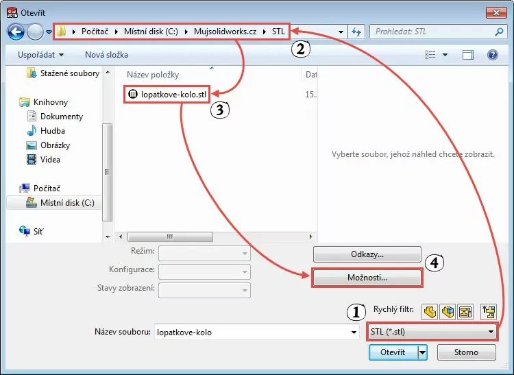 Jak otevřít STL v SolidWorks?