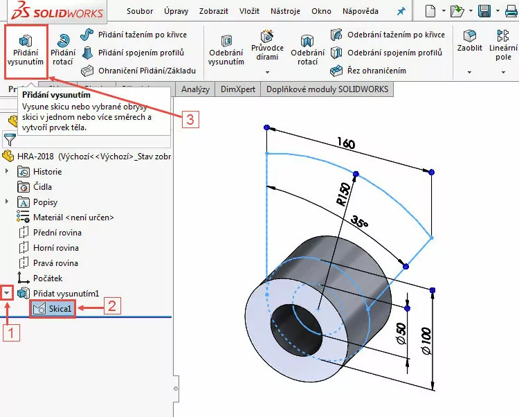 16-SolidWorks-vahadlo1-Hranice-2018-postup-tutorial-navod